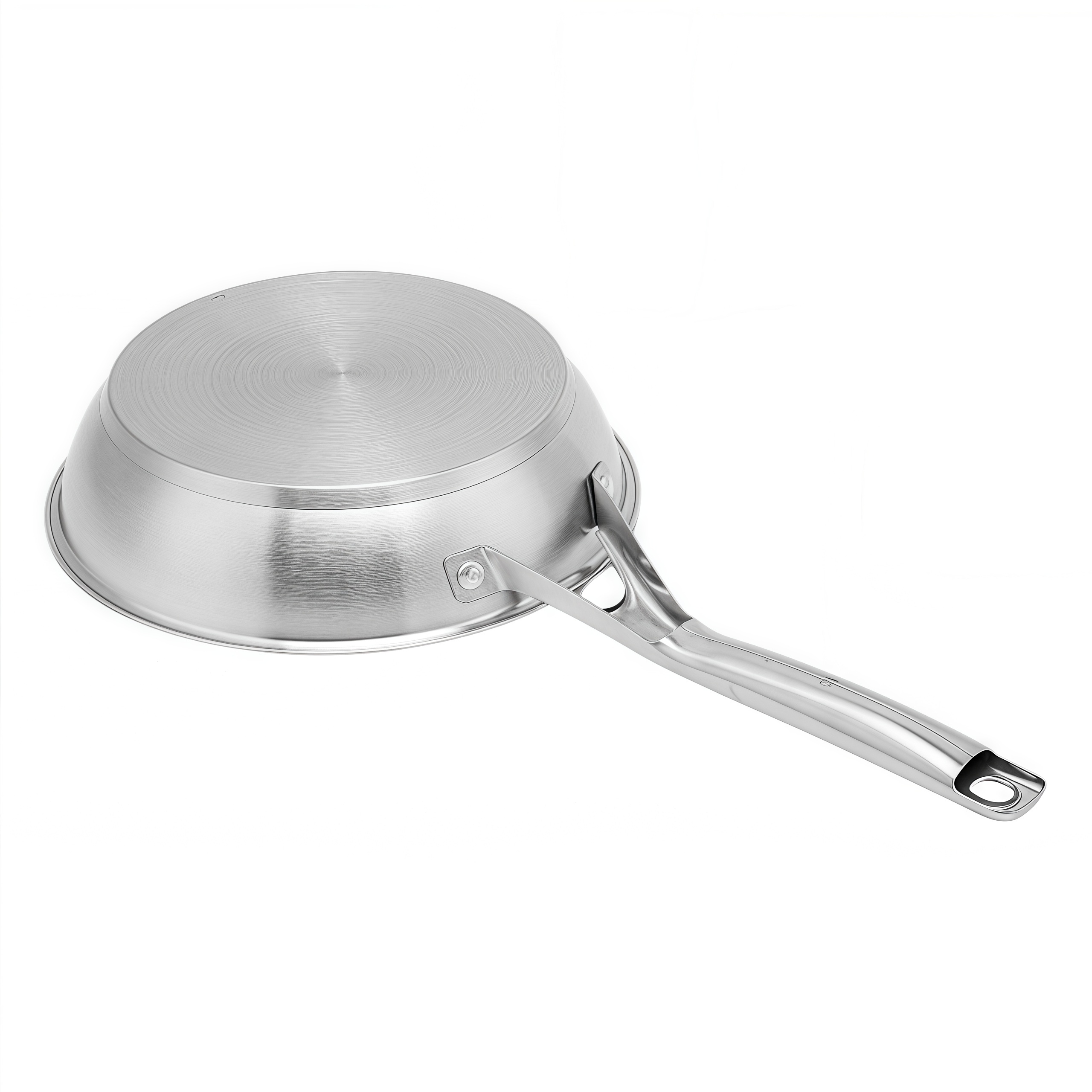 Heißer Verkauf Großhandel dreilagige Basis Edelstahlpfanne 20/24/26/28 cm 8 Zoll/10 Zoll/12 Zoll nicht beschichtete Kochgeschirr-Bratpfanne