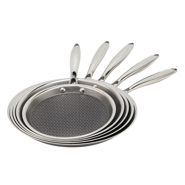 9/10/12 Zoll Kochgeschirr Triply Hybrid Edelstahl-Grillpfanne, Pizzablech, Pfannkuchenpfanne, antihaftbeschichtete Bratpfanne mit PFOA-freier Keramikbeschichtung