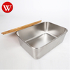Bambusdeckel, Lebensmittelbehälter aus Edelstahl, Lebensmittelverpackungsbehälter, auslaufsichere Metall-Bento-Lunchbox, Lebensmittelträger aus Edelstahl