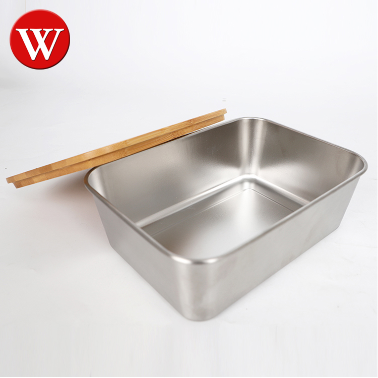Bambusdeckel, Lebensmittelbehälter aus Edelstahl, Lebensmittelverpackungsbehälter, auslaufsichere Metall-Bento-Lunchbox, Lebensmittelträger aus Edelstahl