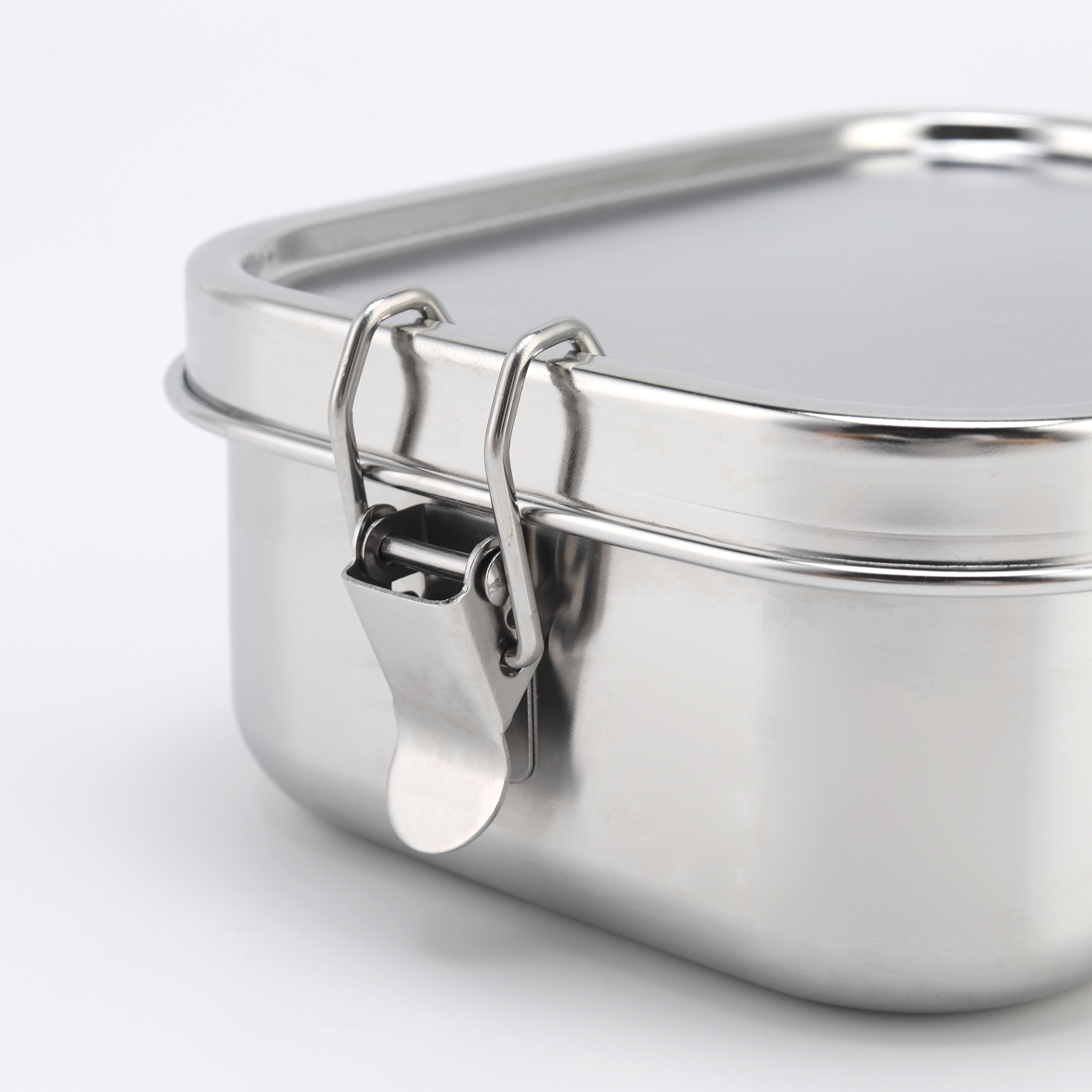 Neue Edelstahl-Sandwichbox, Schule, Metall, Bento-Lunchbox, Kinder-Lebensmittelbehälter mit Deckel, mit auslaufsicherem Deckel
