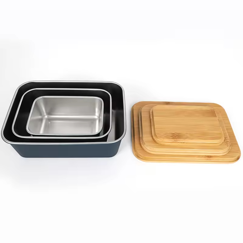 Lebensmittelbehälter, Bento-Lunchbox, Lunchbox aus Edelstahl 304 mit Bambusdeckel