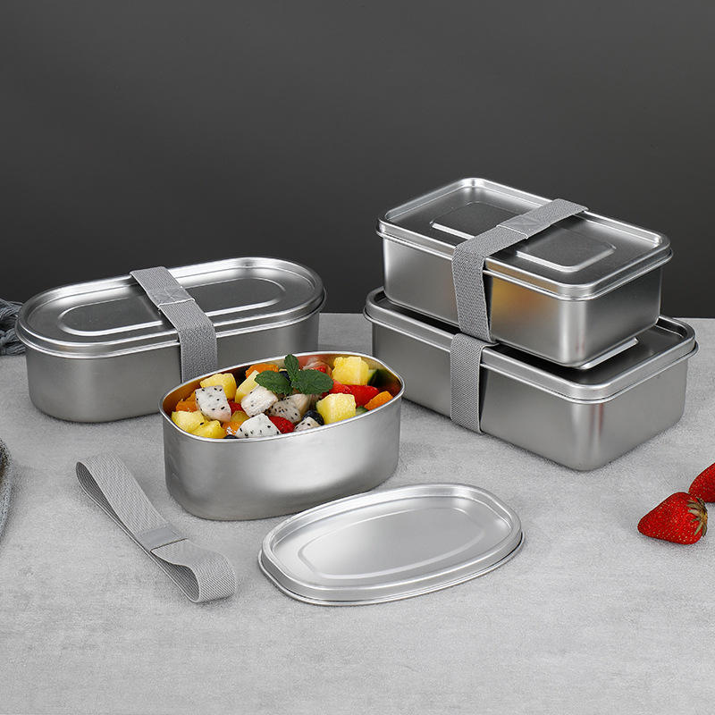 Neues Design 304 Edelstahl Frischhalte-Lunchbox Edelstahldeckel Auslaufsichere Heizung Lebensmittelqualität Mikrowellenversiegelte Box