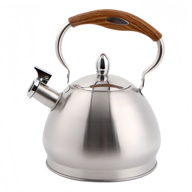 Fabrik-Großhandel, 3,0 l, pfeifender Teekessel, Holzmuster, Cool-Touch-Griff, Edelstahl-Heißwasser-Teekanne für ALLE Herdplatten