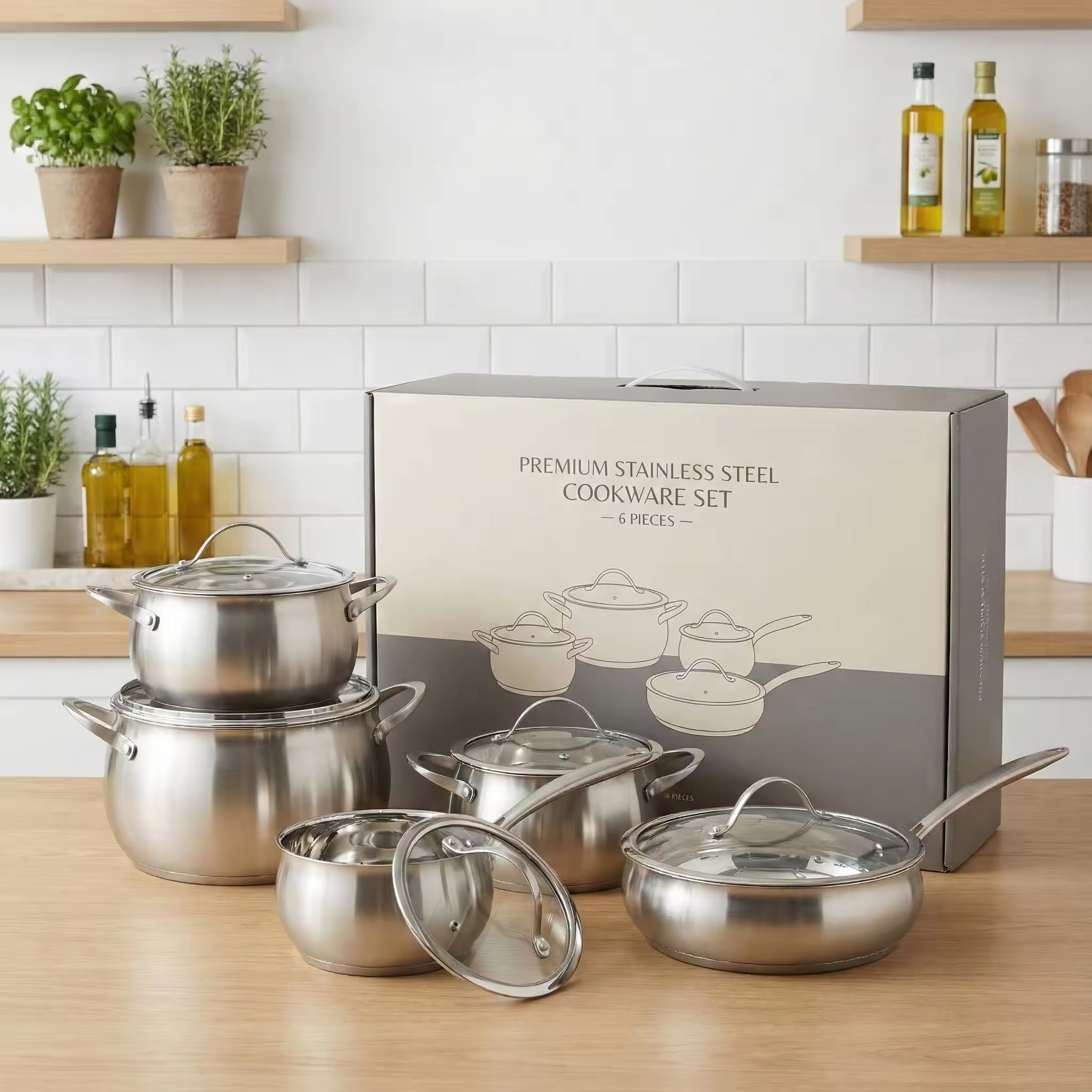 Großhandel Apfelform Edelstahl Saucenpfanne Kochtopf Auflaufset Suppentöpfe und Bratpfannen Set