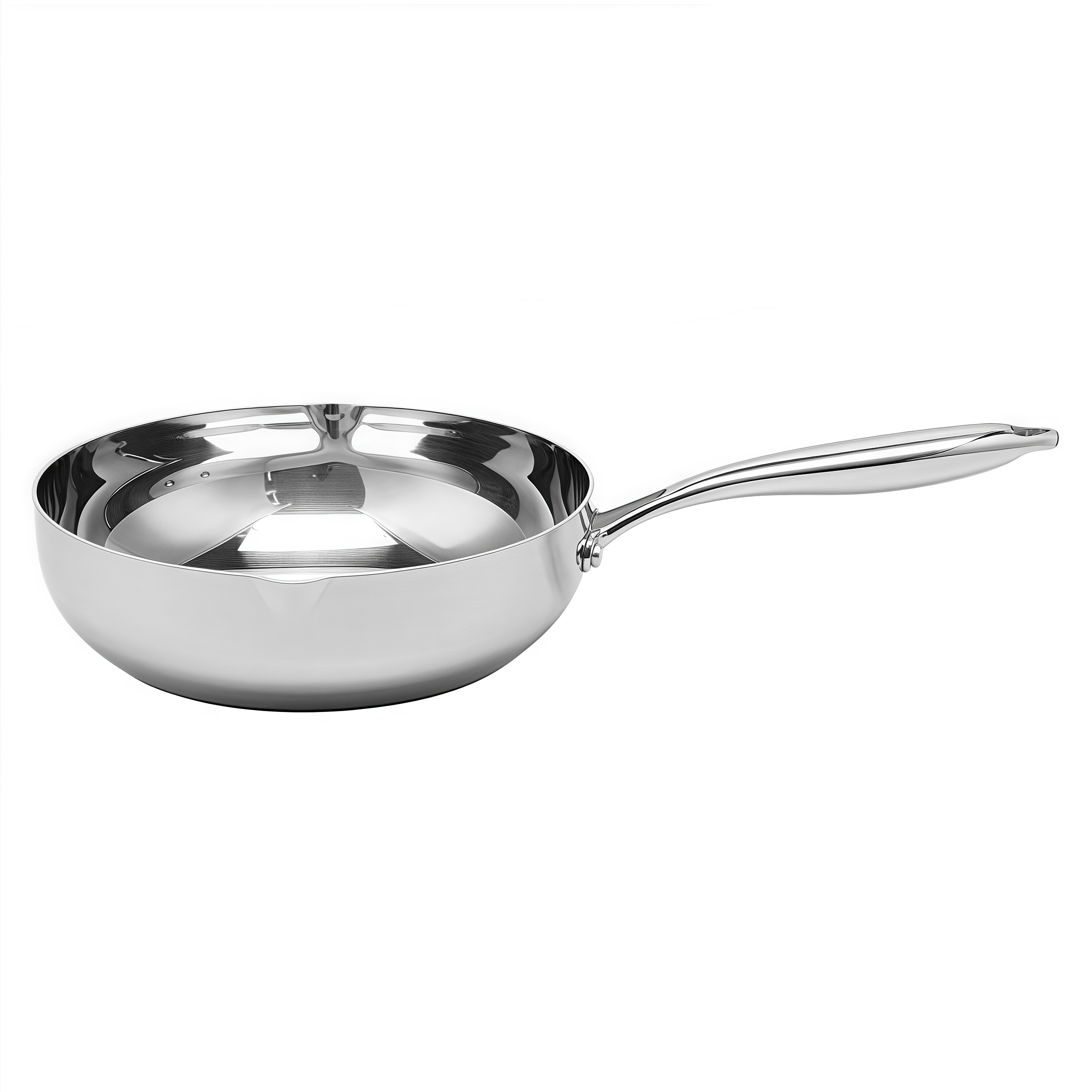 Hybrider TriPly-Edelstahl-Antihaft-Wok mit Griff, ohne Beschichtung, antihaftbeschichtetes Kochgeschirr, unterstützt ODM/OEM, ungiftig, ohne PFAS. PFAS