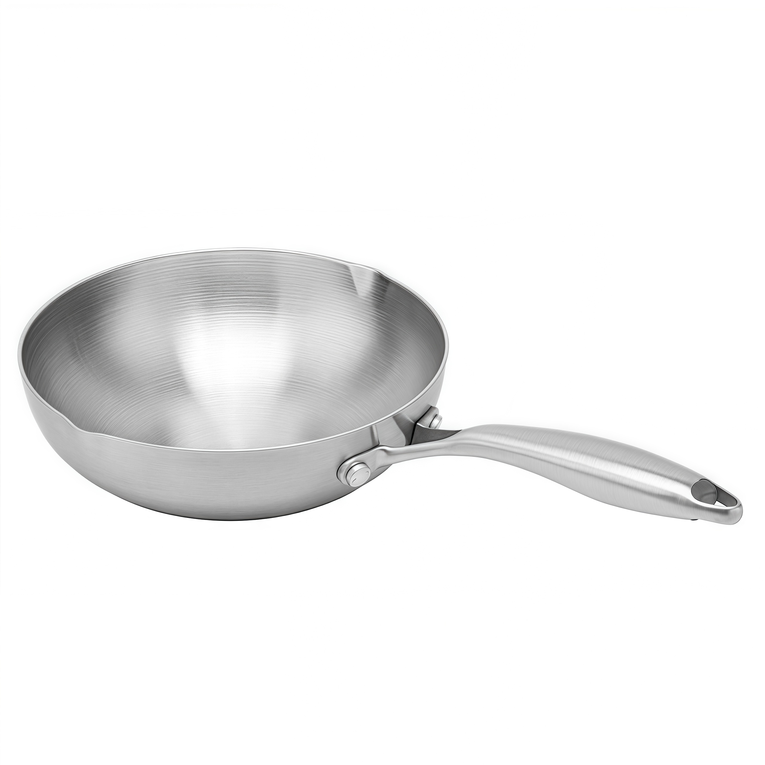 Hybrider TriPly-Edelstahl-Antihaft-Wok mit Griff, ohne Beschichtung, antihaftbeschichtetes Kochgeschirr, unterstützt ODM/OEM, ungiftig, ohne PFAS. PFAS