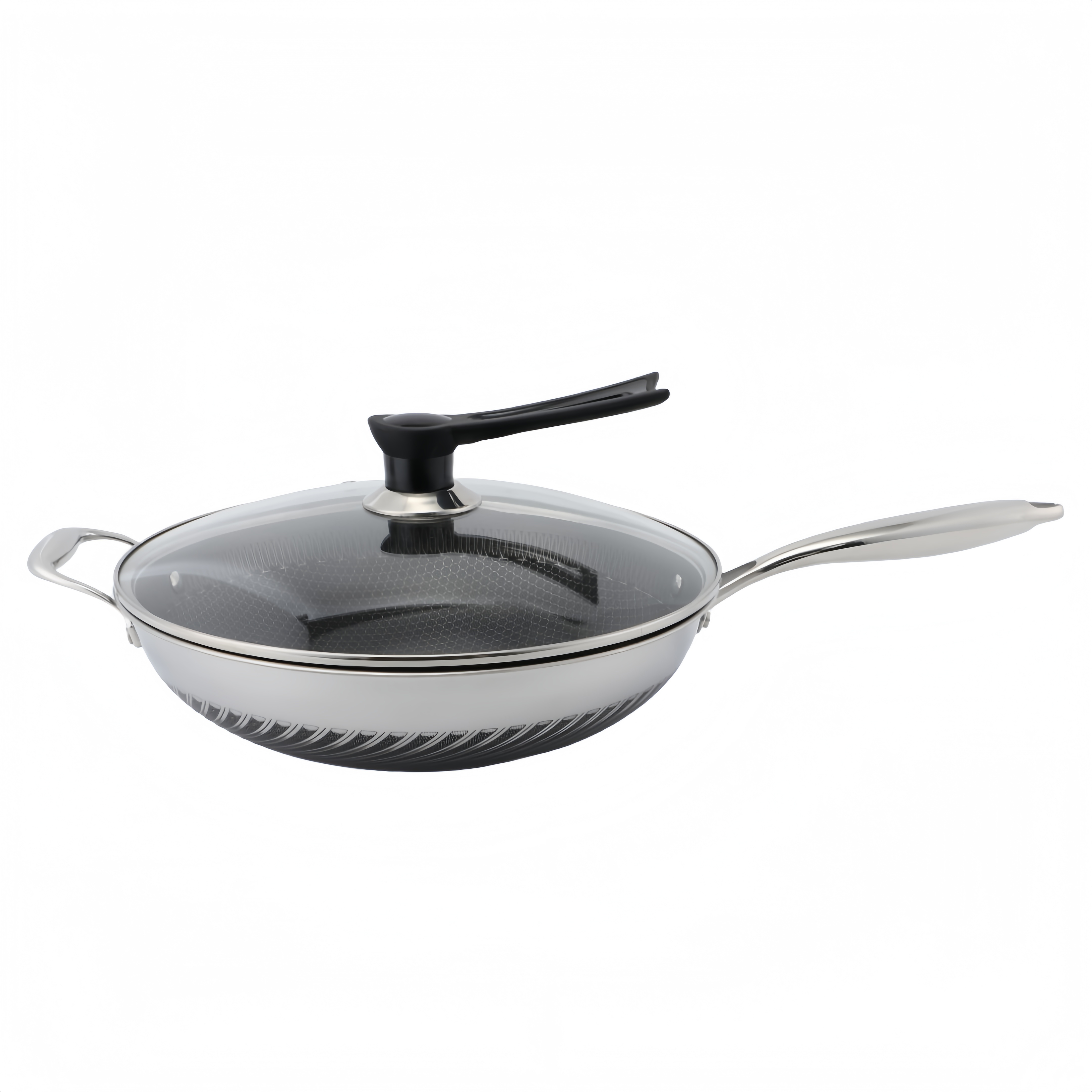 Antihaftbeschichtetes, dreilagiges Waben-Kochgeschirr-Set aus Edelstahl, Töpfe und Pfannen aus Edelstahl, Bratpfanne, Wok, Pizzapfanne, Kochtopf, Topfset