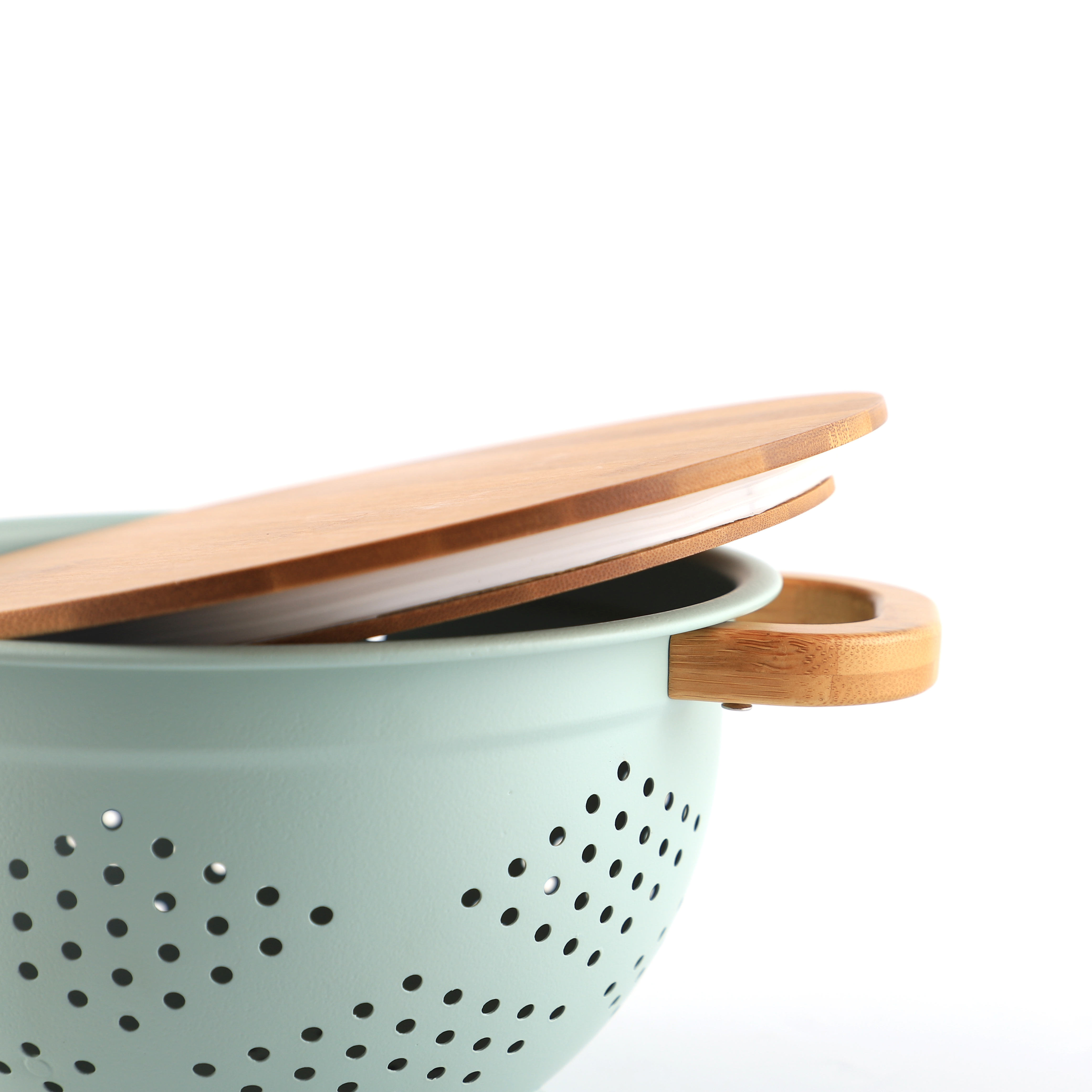Obst Gemüse Küche Sieb Siebe Set Edelstahl Abfluss Waschen Lagerung Abflusskorb Mit Holzgriff Deckel