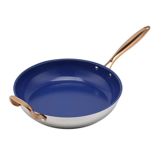 Heißer Verkauf Großhandel Impact Bonded Bottom Edelstahlpfanne 20/24/26/28 cm 8 Zoll/10 Zoll/12 Zoll Keramik-Antihaft-Kochgeschirr-Bratpfanne