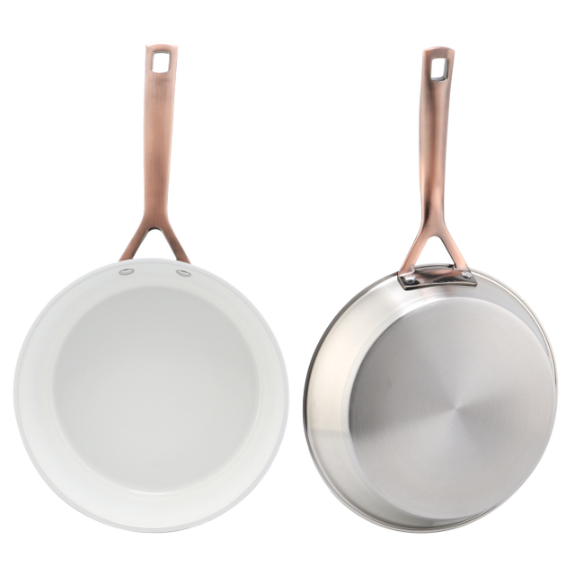 Heißer Verkauf Großhandel 3 Schicht Basis Edelstahl Pfanne 20/24/26/28 cm 8 Zoll/10 Zoll/12 Zoll Keramik Antihaft-Kochgeschirr Bratpfanne