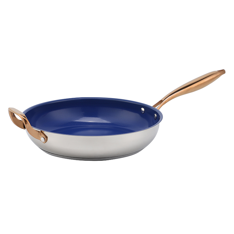 Heißer Verkauf Großhandel Impact Bonded Bottom Edelstahlpfanne 20/24/26/28 cm 8 Zoll/10 Zoll/12 Zoll Keramik-Antihaft-Kochgeschirr-Bratpfanne