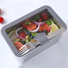 Design 304 Edelstahl Frischhalte-Lunchbox Glasabdeckung Auslaufsichere Heizung Lebensmittelqualität Mikrowellenversiegelte Box