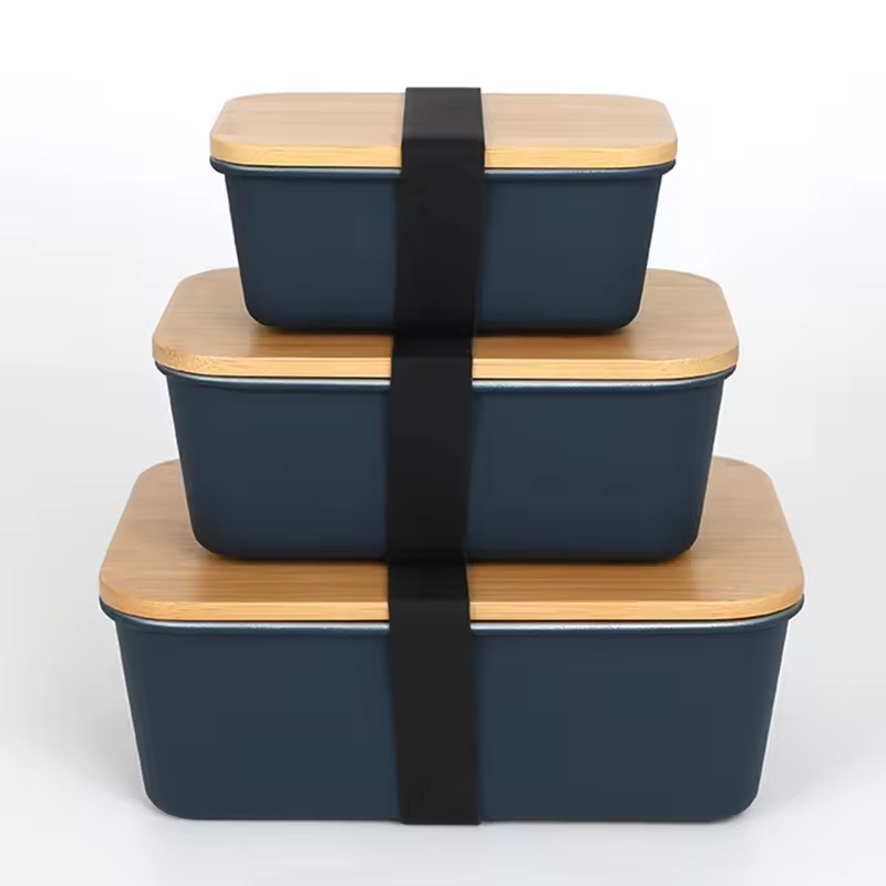 Lebensmittelbehälter, Bento-Lunchbox, Lunchbox aus Edelstahl 304 mit Bambusdeckel