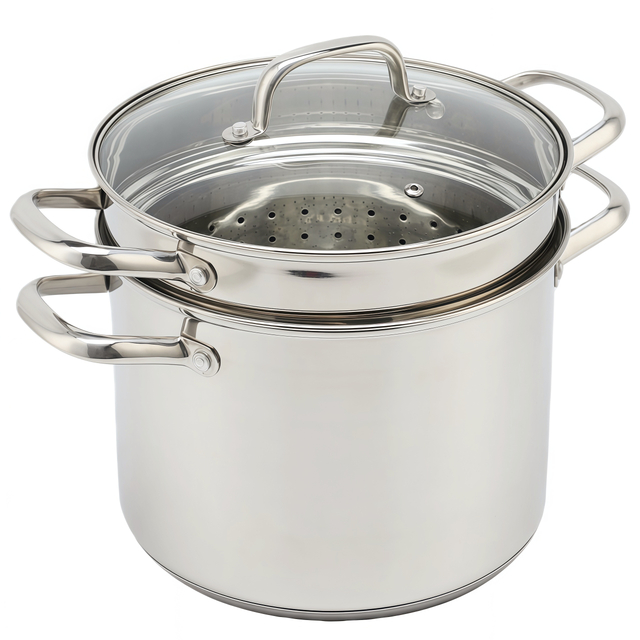 Factory Supply Kitchenware 8-Liter-Nudelkocher aus Edelstahl, 24-cm-Nudelkocher, Dampfgarer mit mehreren Töpfen