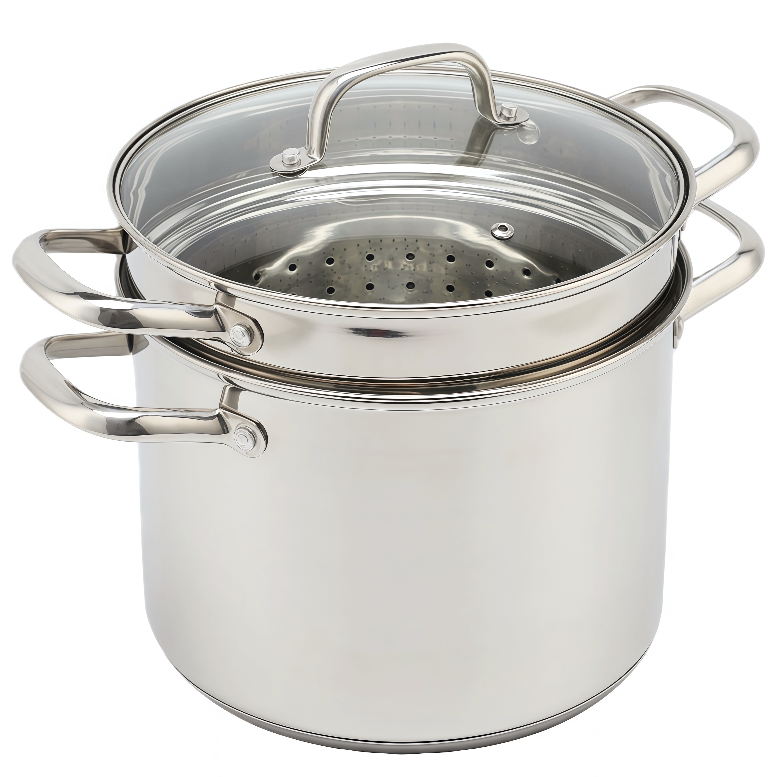 Factory Supply Kitchenware 8-Liter-Nudelkocher aus Edelstahl, 24-cm-Nudelkocher, Dampfgarer mit mehreren Töpfen