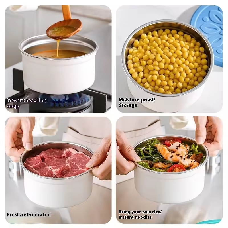 Neues Design 304 Edelstahl Frischhalte-Lunchbox Silikonhülle Auslaufsichere Heizung Lebensmittelqualität Mikrowellenversiegelte Box