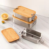 Neues Design 304 Edelstahl Frischhalte-Lunchbox Bambusdeckel Auslaufsichere Heizung Lebensmittelqualität Mikrowellenversiegelte Box