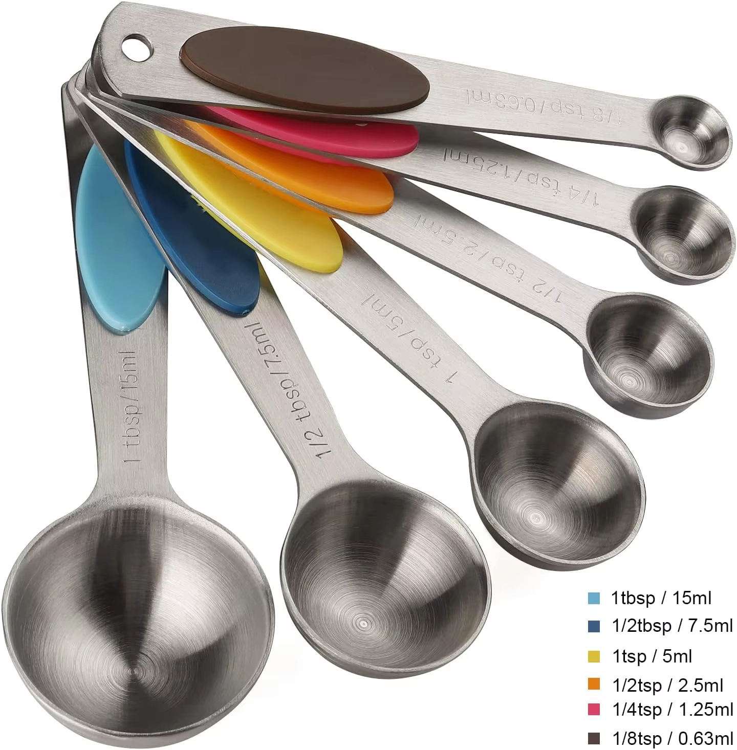 Set aus magnetischen Kaffeemessbechern und -löffeln aus Edelstahl