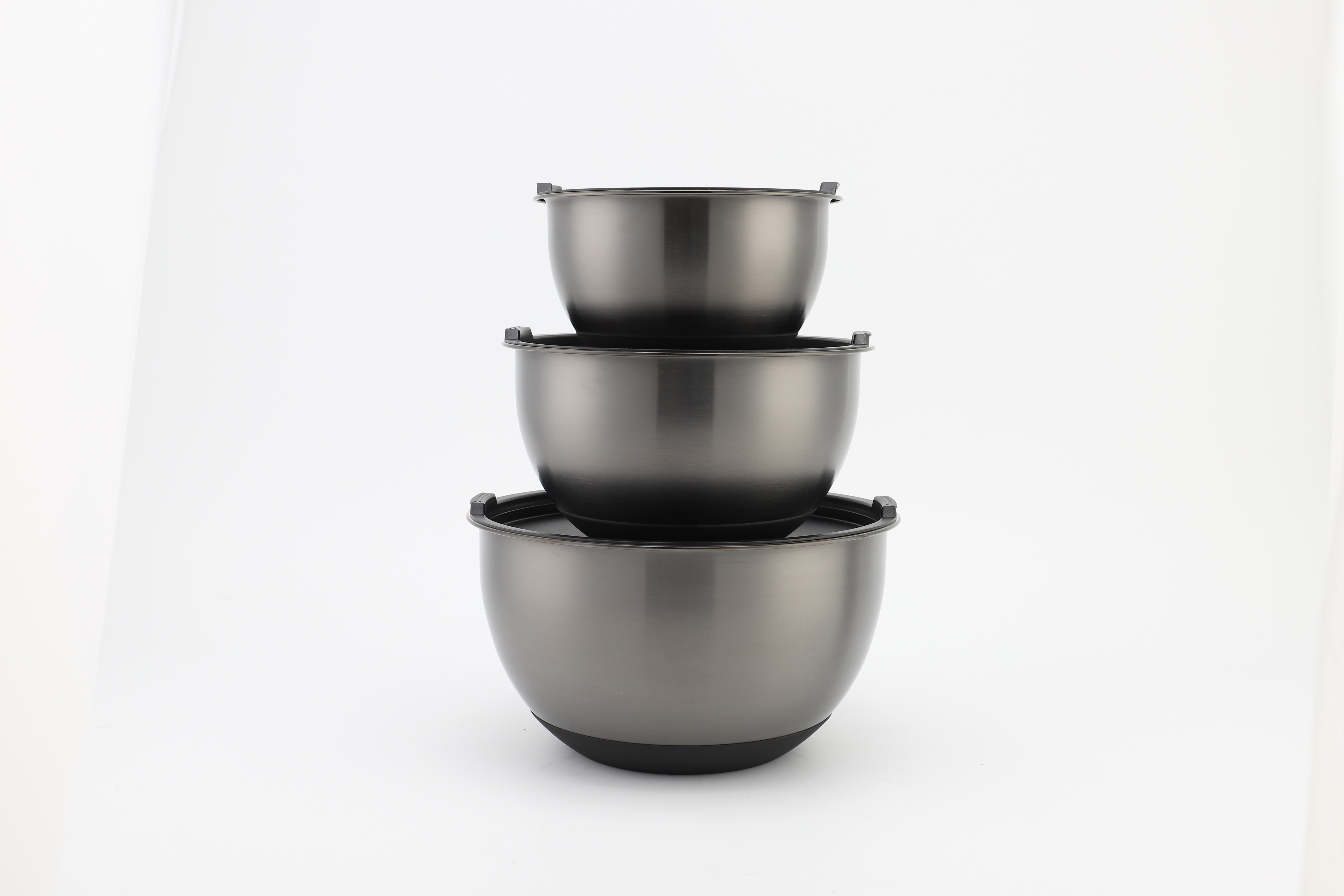 Küchen-Backsalat-Rührschüssel-Set, 16/20/24/26/28 cm, großer Edelstahl mit Silikonboden, polierte Technik