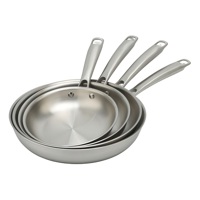 Heißer Verkauf Großhandel 3-lagige dreilagige Edelstahlpfanne 20/24/26/28 cm 8 Zoll/10 Zoll/12 Zoll unbeschichtete Kochgeschirr-Bratpfanne