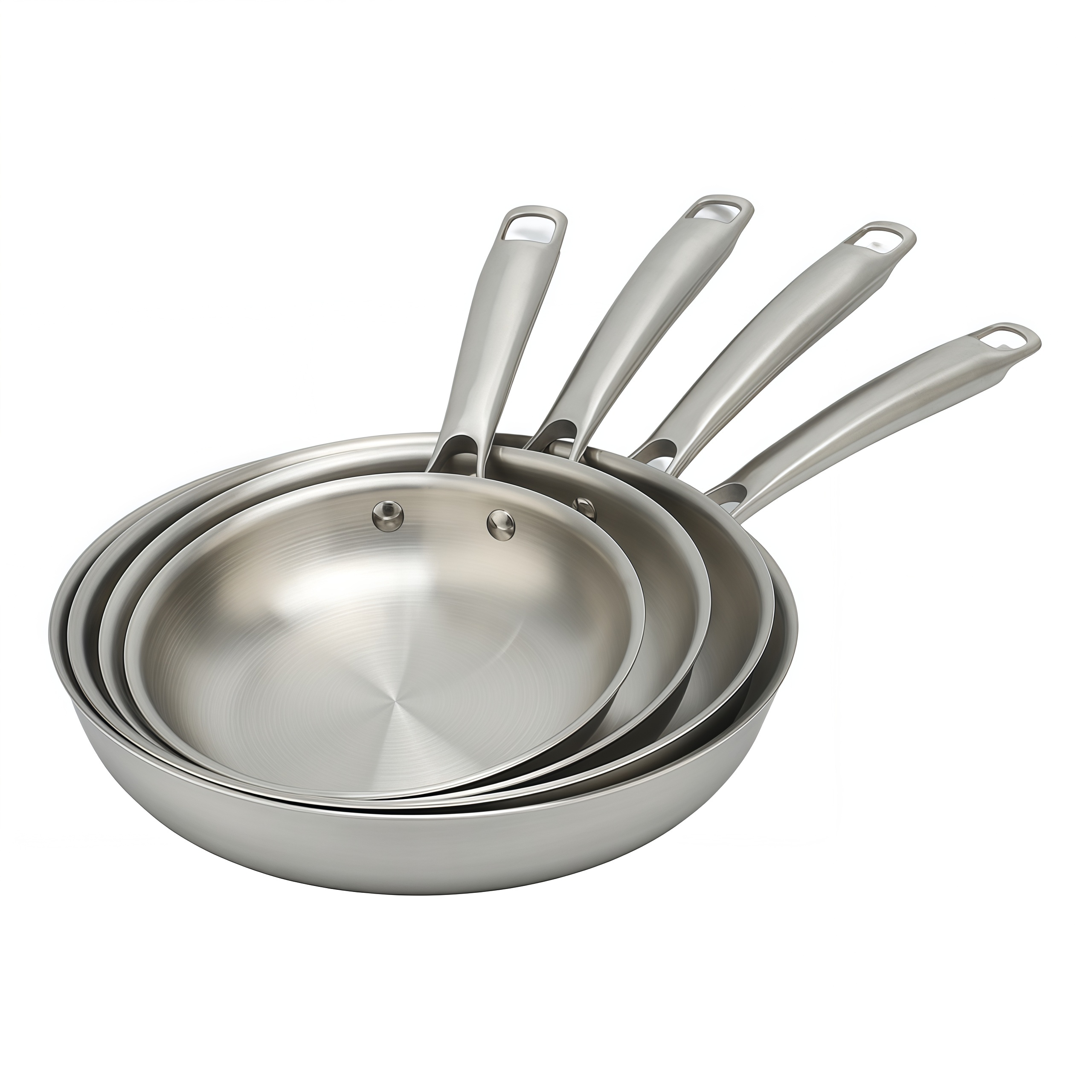 Heißer Verkauf Großhandel 3-lagige dreilagige Edelstahlpfanne 20/24/26/28 cm 8 Zoll/10 Zoll/12 Zoll unbeschichtete Kochgeschirr-Bratpfanne