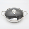 Dreilagige Hybrid-Pfanne und Wok mit doppelten Ohren, PFAS, PFOA-frei, Waben-Edelstahl-Antihaft-Wok-Pfanne, Kochgeschirr mit Glasdeckel