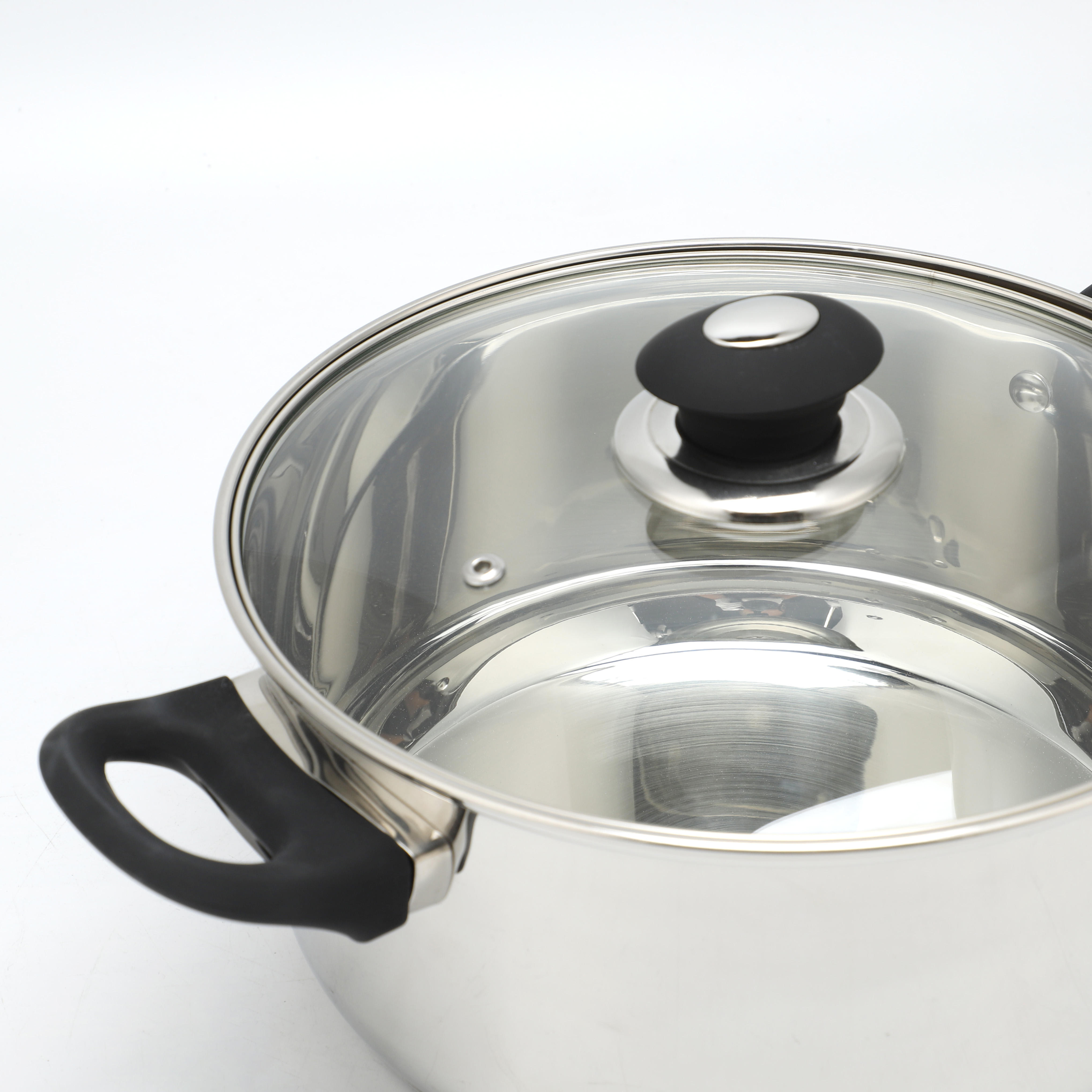 Fabrik-Direktverkauf Mehrzweck-3-Schicht-Dampftopf aus Edelstahl mit Dampfkorb und Deckel aus gehärtetem Glas