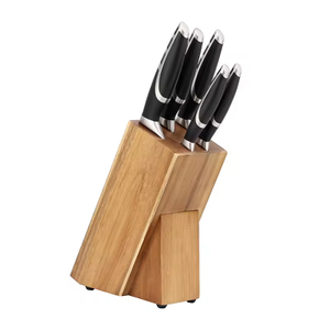 2025 Neues 6-teiliges Kochmesserset aus Edelstahl mit Holzblock Premium-Küchenmesser