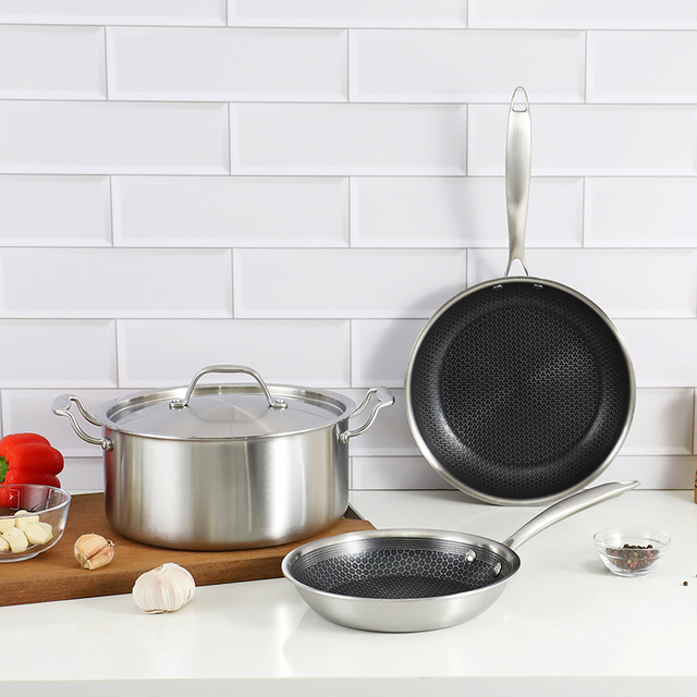 Kitchenware Triply Edelstahl-Topf, Suppentopf, Bratpfanne, Kochgeschirr-Set mit Deckel