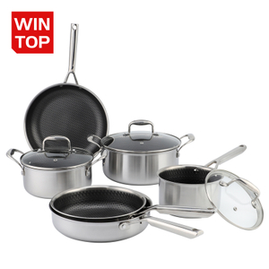 Neues antihaftbeschichtetes, dreilagiges Waben-Kochgeschirr-Set aus Edelstahl, Töpfe und Pfannen aus Edelstahl, Bratpfanne, Wok, Pizza-Pfanne, Kochtopf, Topf-Set