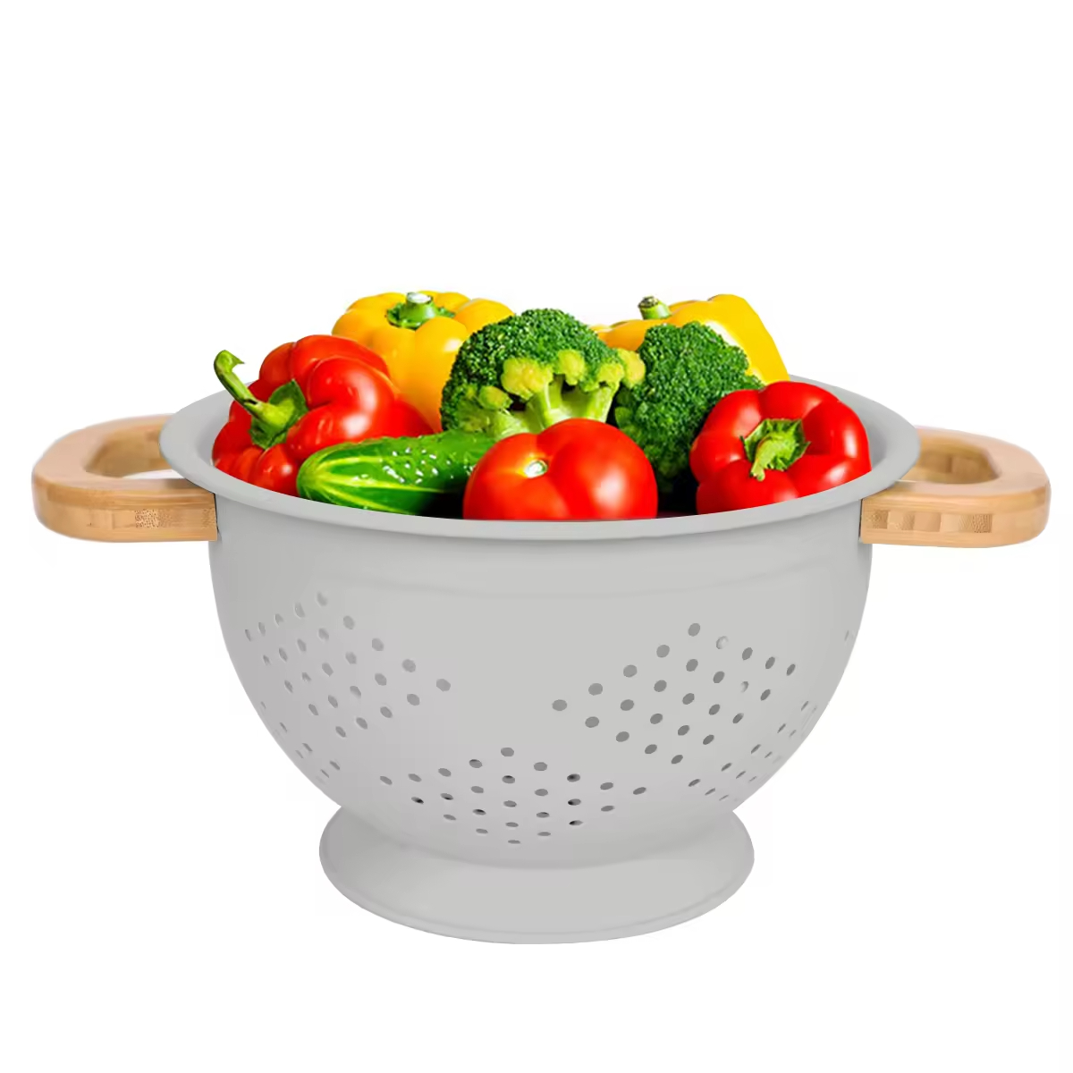 Obst Gemüse Küche Sieb Siebe Set Edelstahl Abfluss Waschen Lagerung Abflusskorb Mit Holzgriff Deckel