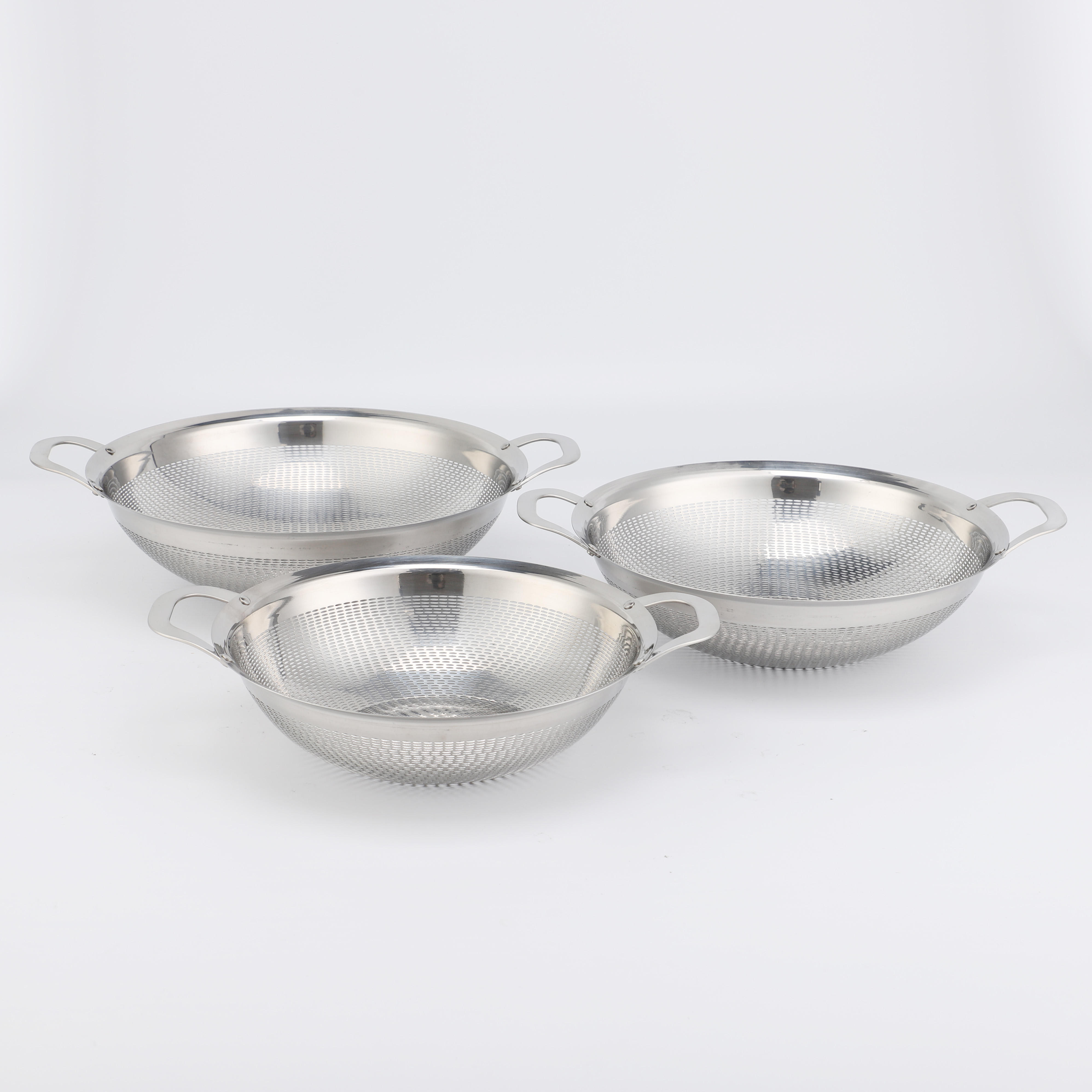 Obst-Gemüse-Küchensieb-Siebe-Set, Edelstahl-Abflusswaschaufbewahrung, Abflusskorb mit Silikongriff und Füßen