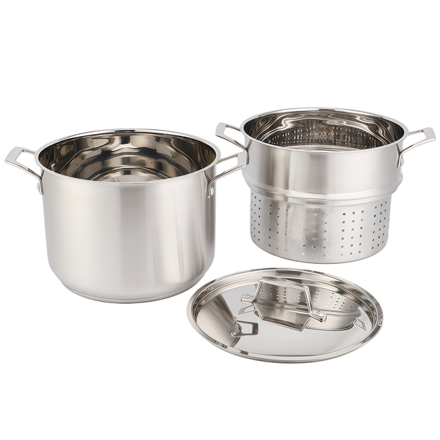 Factory Supply Kitchenware 8-Liter-Nudelkocher aus Edelstahl, 24-cm-Nudelkocher, Dampfgarer mit mehreren Töpfen
