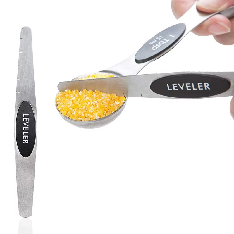 Maßgeschneidertes, heiß verkauftes magnetisches Messlöffel-Set/Doppelend-Design für Trockene und Flüssigkeiten/Küchenzubehör-Gadget-Metall-Set mit 8 Stück