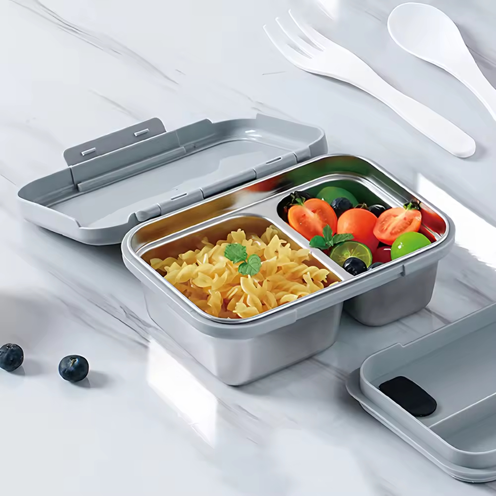 Neues Design 304 Edelstahl Frischhaltebox Snap-on Kühlschrank Aufbewahrungsdose Box Heizung Lebensmittelqualität Mikrowellenversiegelte Box