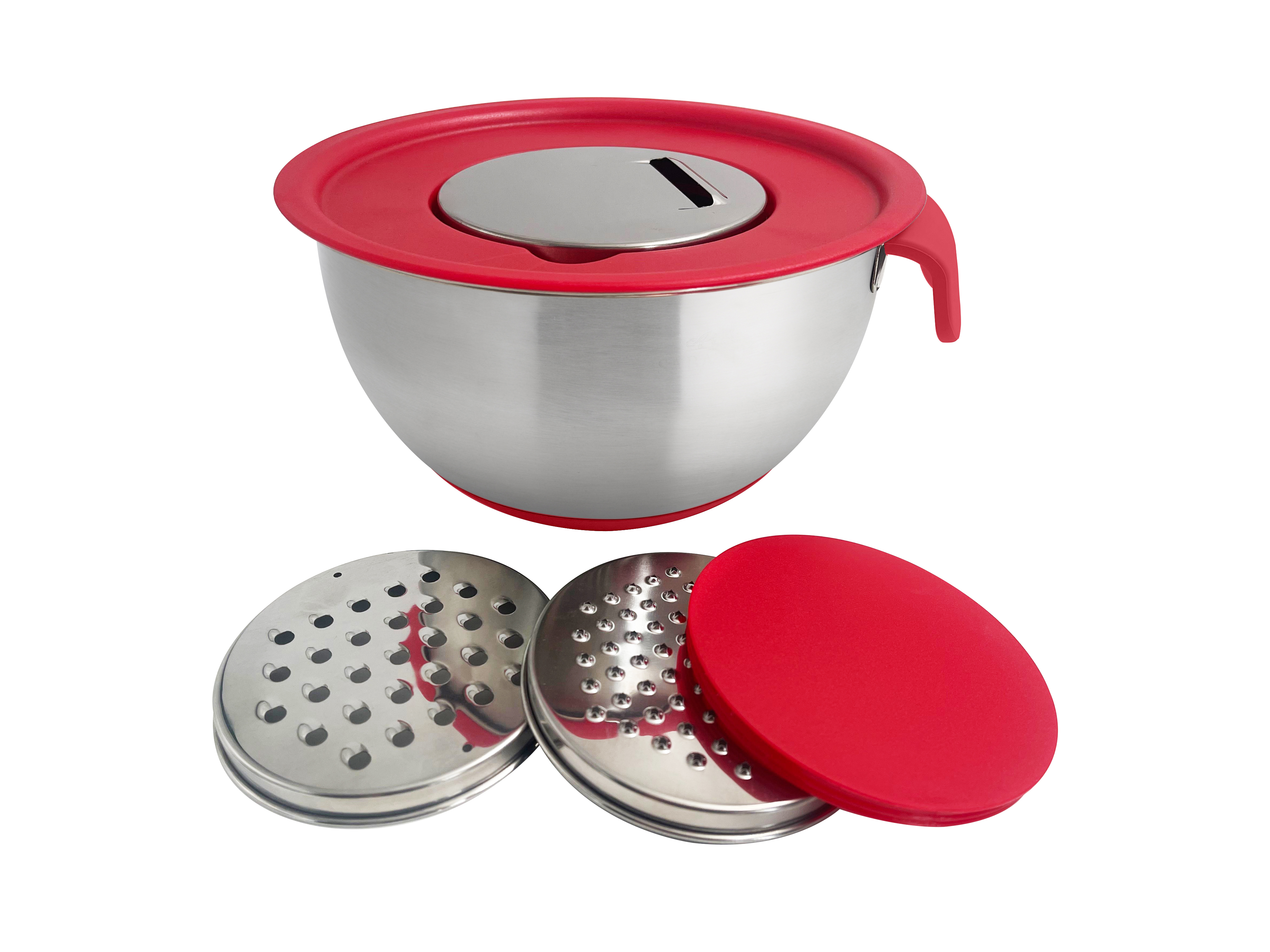 Fabrik-Edelstahl-Rührschüssel mit Ausgießer, Salatschüssel-Set, Salatschleuder-Set, Rührschüssel mit Griff
