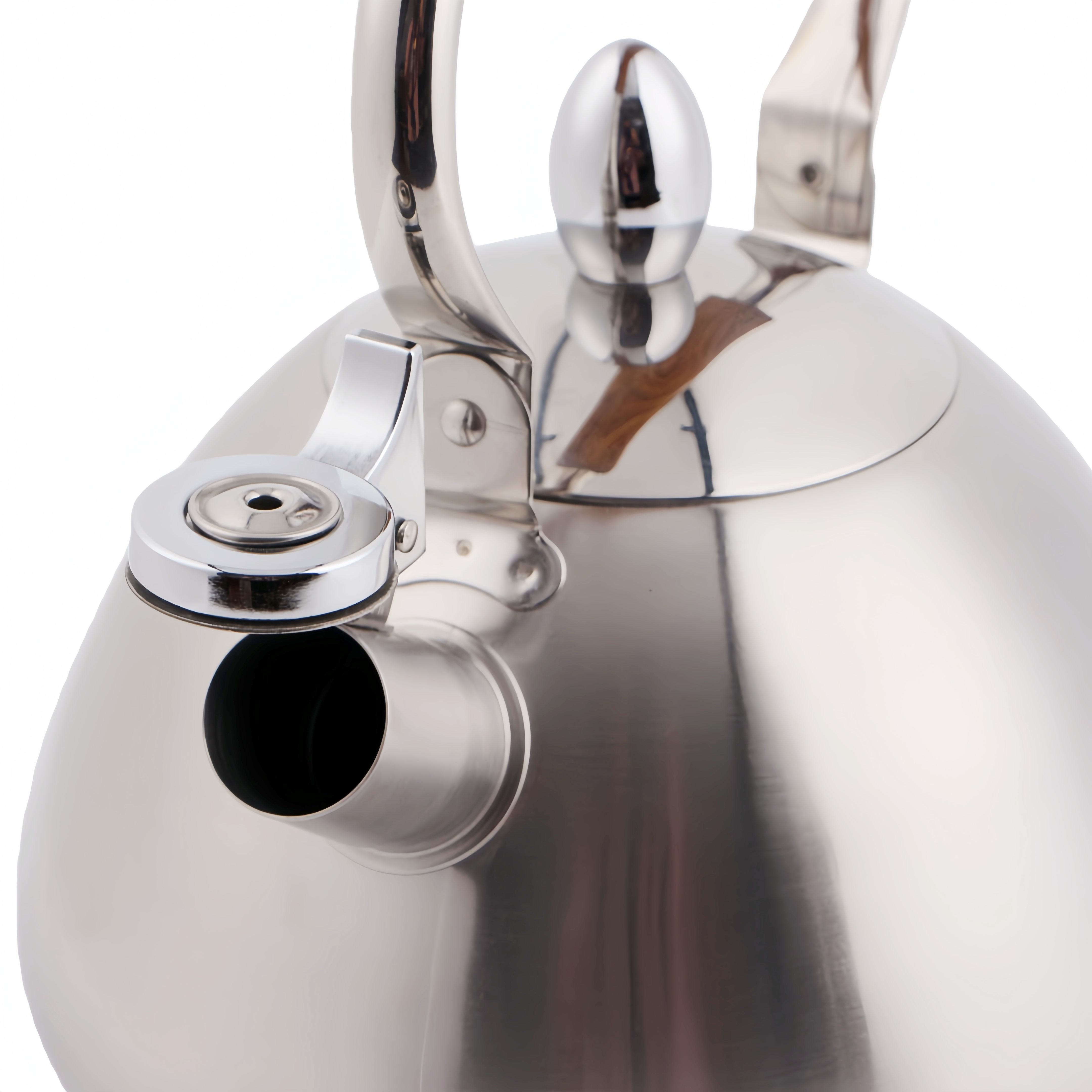 Fabrik-Großhandel, 3,0 l, pfeifender Teekessel, Holzmuster, Cool-Touch-Griff, Edelstahl-Heißwasser-Teekanne für ALLE Herdplatten
