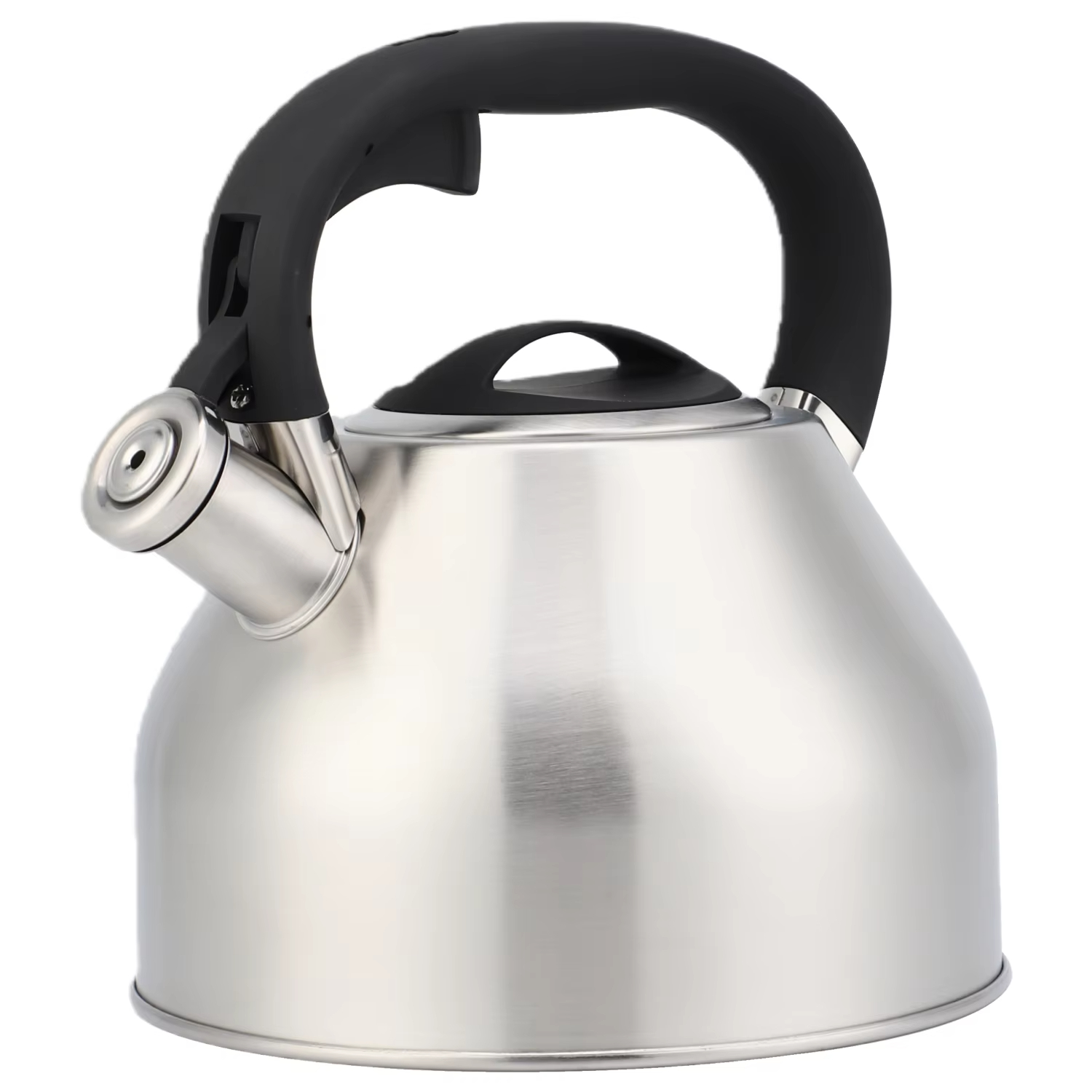 Moderner 3-Liter-Pfeifkessel aus Edelstahl mit Kunststoffgriff, Metallkonstruktion für die Küche, Induktionsherd, Metallkonstruktion
