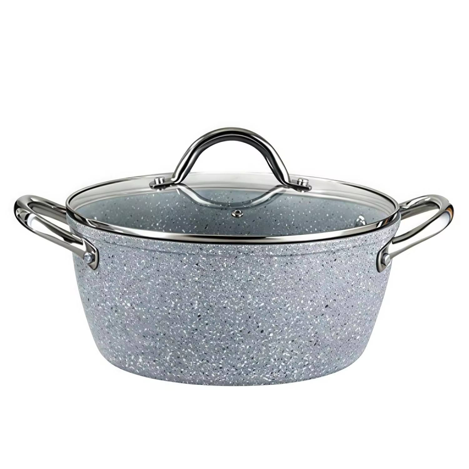 10-teiliges Kochtopf-Set aus recyceltem, schwerem, antihaftbeschichtetem Aluminium für die Küche zu Hause mit Stahlgriff, leicht zu reinigen, Marmor-Finish