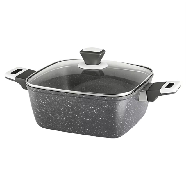 10-teiliges Kochtopf-Set aus recyceltem, schwerem Aluminium mit Antihaftbeschichtung und Grillpfanne, leicht zu reinigen, Marmor-Finish