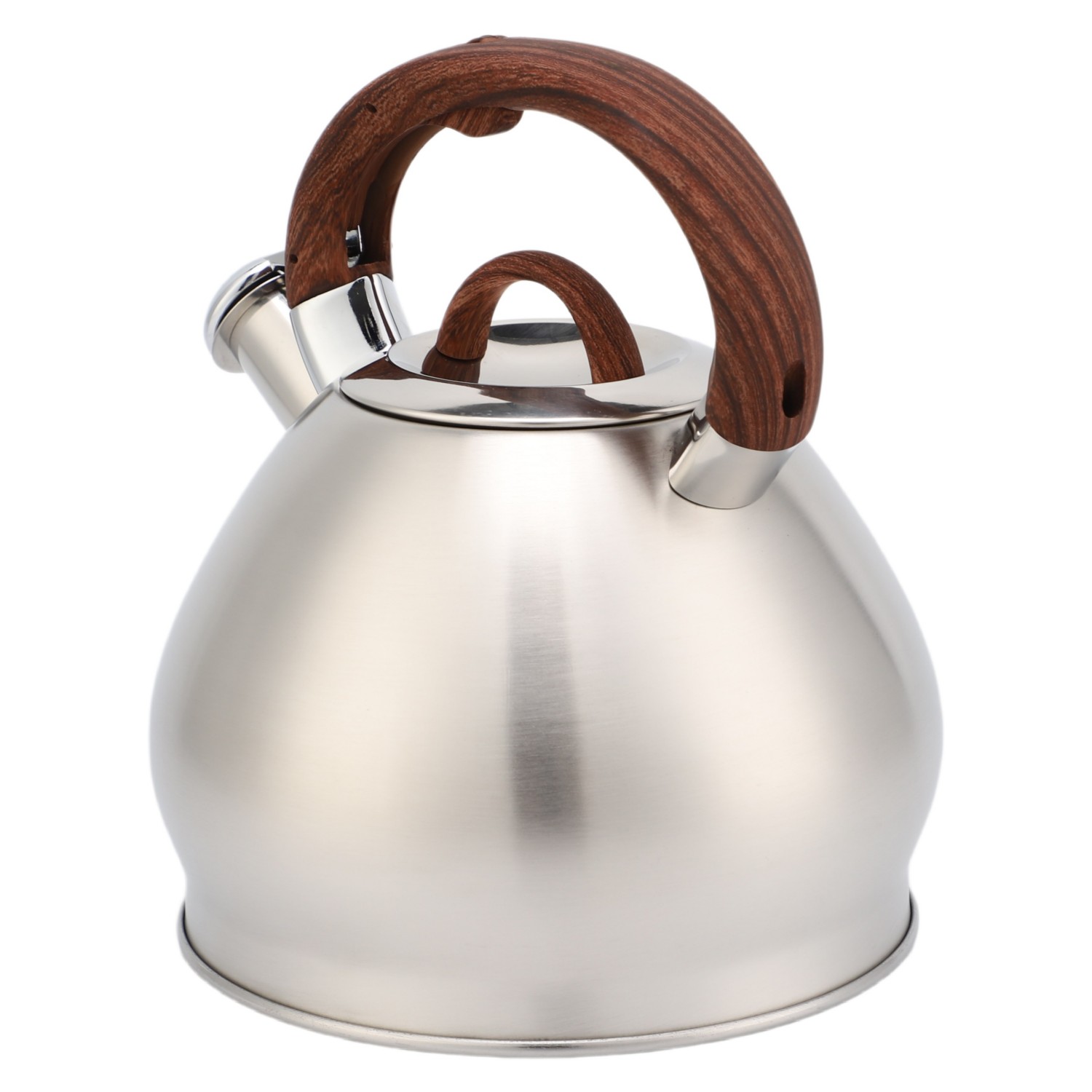 3,0 l Herdplatte aus Edelstahl, neu, lebensmittelecht, poliert, kundenspezifischer Top-Seller, pfeifender Teekessel mit Holzgriff