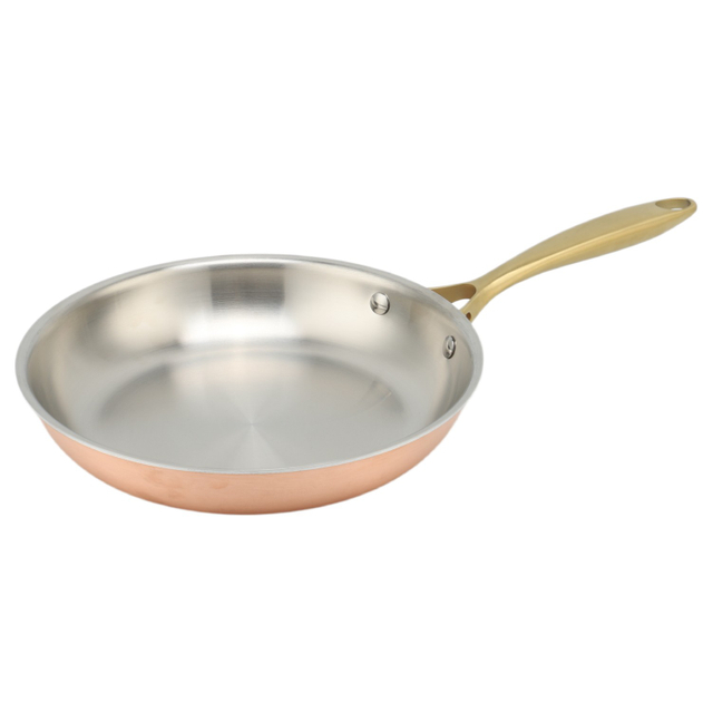 Fabrik maßgeschneiderte Hot Sale Großhandel 3-lagige dreilagige Kupfer-Edelstahlpfanne 20/24/26/28 cm nicht beschichtete Kochgeschirr-Bratpfanne