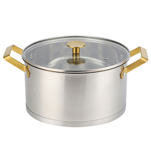 Factory Supply Edelstahl-Töpfe und Pfannen, 10-teiliges Kochgeschirr-Set mit Kunststoffgriff und Deckel, Kochgeschirr-Set mit gelötetem Boden, Kochtopf, Schmorpfanne