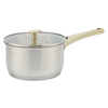 Fabrikneues Ankunfts-Edelstahl-Kochgeschirr-Set mit Kochtöpfen mit goldenem Griff und gelötetem Boden. Kochgeschirr-Set, Kochtopf, Bratpfanne