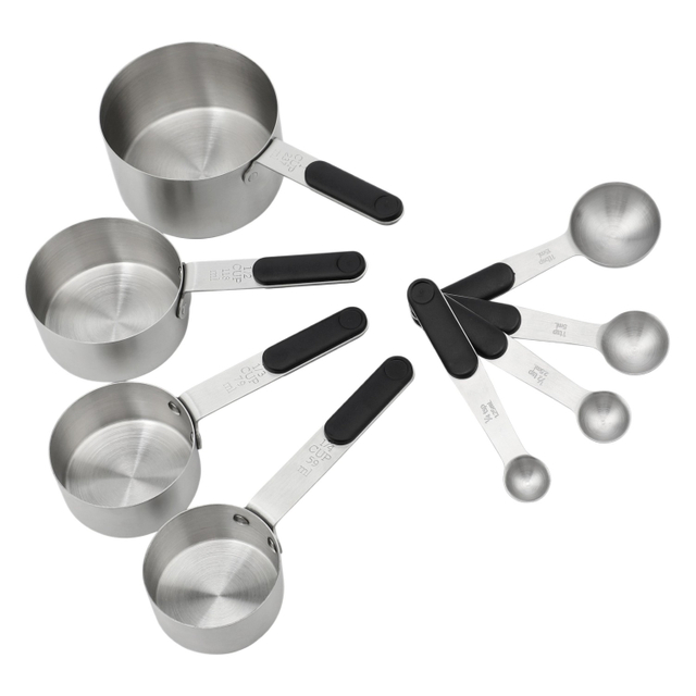 Set aus Messlöffeln und -bechern aus Edelstahl, Messkellen, Aromalöffel, Kaffeelöffel, 8-teiliges Set mit Backutensilien
