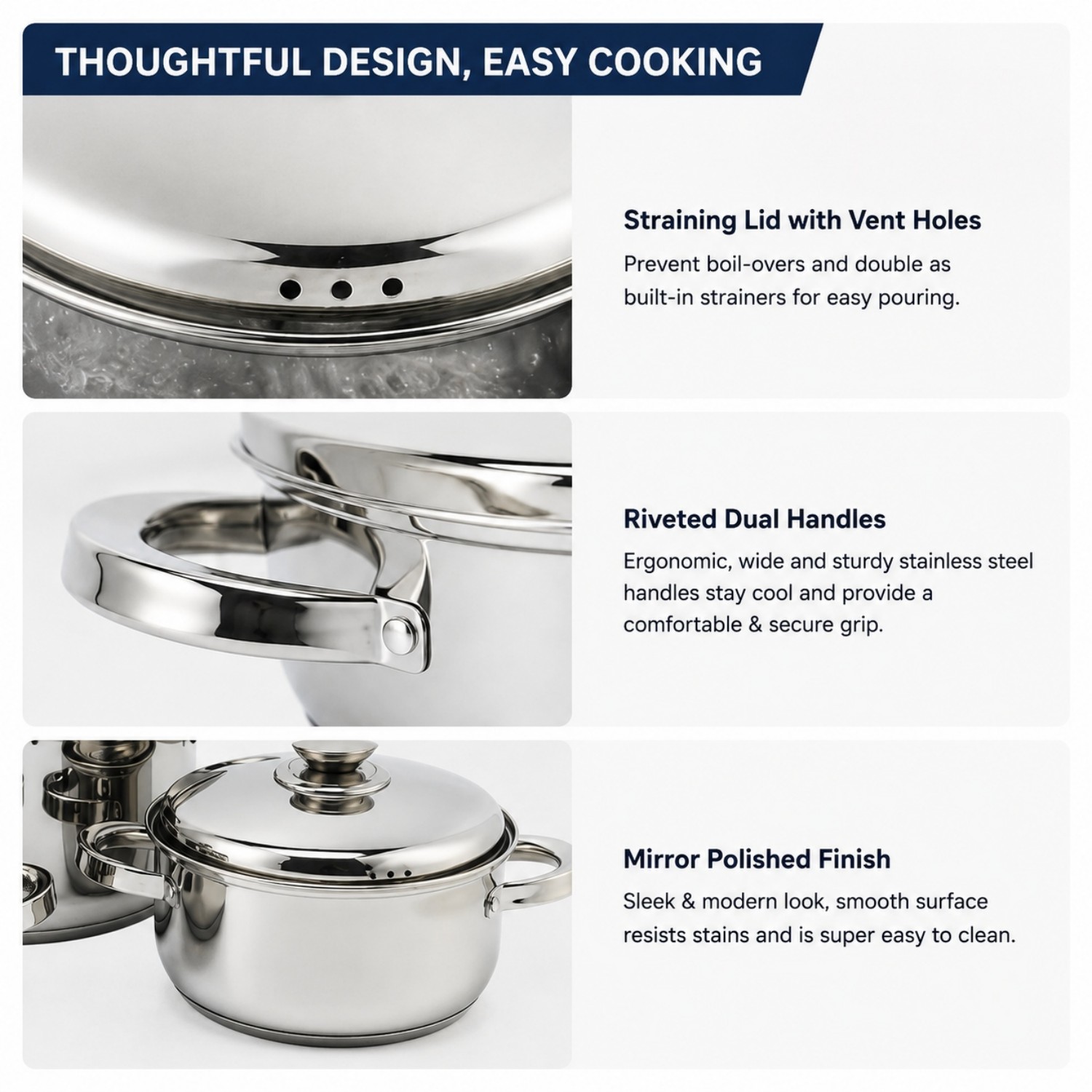 2026 Fabrik Neuankömmling Mehrzweck Großhandel Custom Kitchen Edelstahl Kochtopf Auflauf Set Topf 6 Stück Kochgeschirr-Sets
