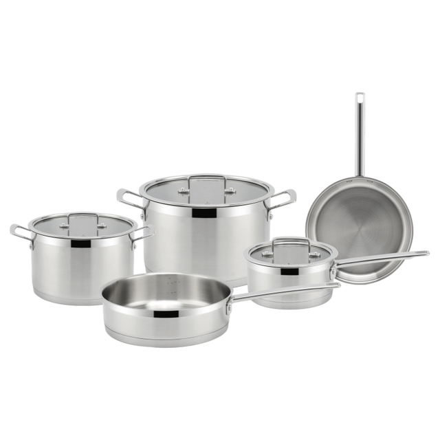 Fabrikneues Ankunfts-Edelstahl-Kochgeschirr-Set, Kochtöpfe mit Griff, stoßverklebter Boden, Kochgeschirr-Set, Bratpfanne, Kochtopf