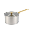 Fabrikneues Edelstahl-Kochgeschirr-Set mit goldenem Griff, Kochtöpfe, gelöteter Boden, Kochgeschirr-Set, Kochtopf, Bratpfanne