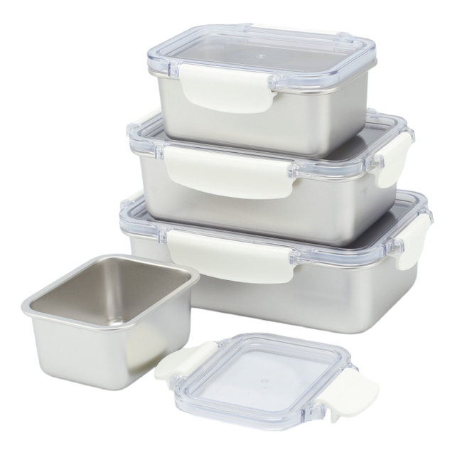 2026 New Design Factory 304 Edelstahl Frischhalte-Lunchbox Küche Obst Kinder Lebensmittelbehälter Crisper Set mit Deckelgriff